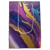 Abstracte Flow Art-Blue Paarse Roze en Goud- Medium Cadeauzakje (Achterkant)