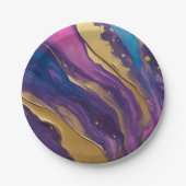 Abstracte Flow Art-Blue Paarse Roze en Goud- Papieren Bordje (Voorkant)