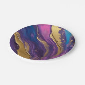 Abstracte Flow Art-Blue Paarse Roze en Goud- Papieren Bordje (Gekanteld)