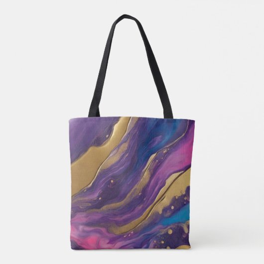 Abstracte Flow Art-Blue Paarse Roze en Goud- Tote Bag (Achterkant)