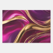 Abstracte Flow Art- Fuchsia Paarse en Gold- Inpakpapier Vel (Voorkant 2)