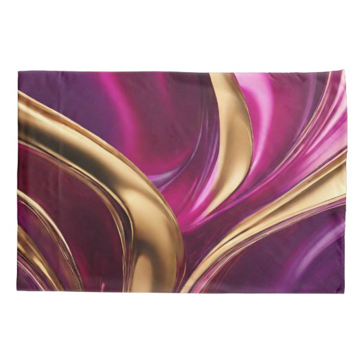 Abstracte Flow Art-Fuchsia Paarse en Gold- Kussensloop (Achterkant)
