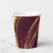 Abstracte Flow Art- Fuchsia Paarse en Gold- Papieren Bekers (Achterkant)