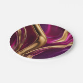 Abstracte Flow Art-Fuchsia Paarse en Gold- Papieren Bordje (Gekanteld)