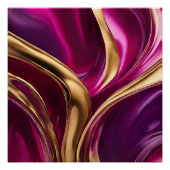 Abstracte Flow Art-Fuchsia Paarse en Gold- Perfect Poster (Voorkant)
