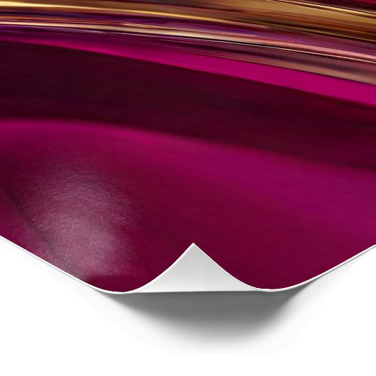 Abstracte Flow Art-Fuchsia Paarse en Gold- Perfect Poster (Hoek)
