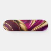 Abstracte Flow Art-Fuchsia Paarse en Gold- Persoonlijk Skateboard (Horizontaal)