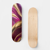 Abstracte Flow Art-Fuchsia Paarse en Gold- Persoonlijk Skateboard (Voorkant)