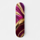 Abstracte Flow Art-Fuchsia Paarse en Gold- Persoonlijk Skateboard (Voorkant)