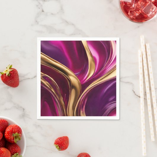 Abstracte Flow Art- Fuchsia Paarse en Gold- Servet (Insitu)