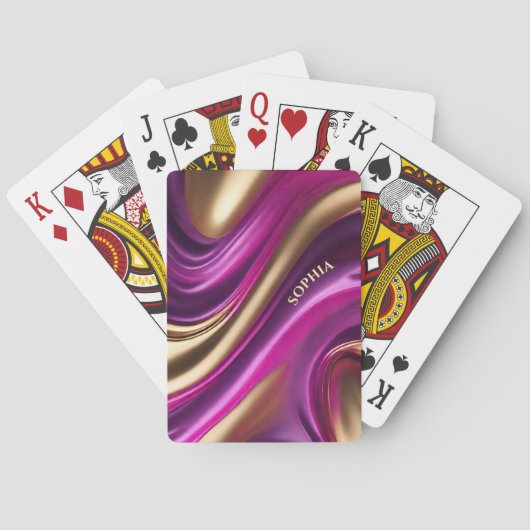 Abstracte Flow Art-Paarse Roze en Goud- Pokerkaarten (Achterkant)