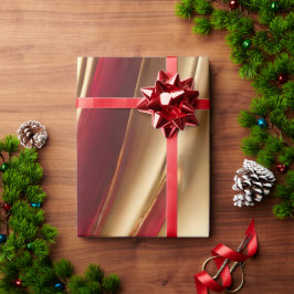 Abstracte Flow Art-Red en Gold- Cadeaupapier