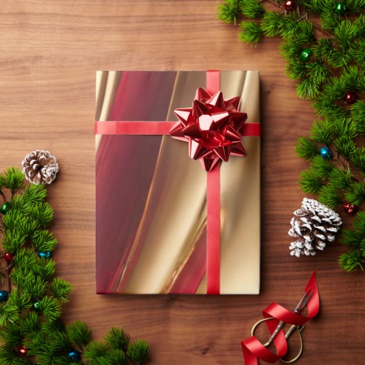 Abstracte Flow Art-Red en Gold- Cadeaupapier (Feestdagen Geschenken)