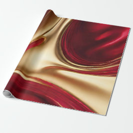 Abstracte Flow Art-Red en Gold- Cadeaupapier