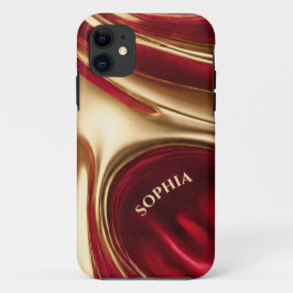 Abstracte Flow Art-Red en Gold Case-Mate iPhone Case