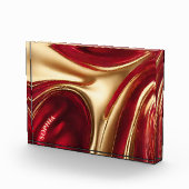 Abstracte Flow Art- Ruby Red en Gold- Fotoblokken (Rechts)
