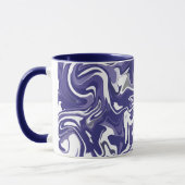 Abstracte Flow met Navy blauw, wit en grijs Mok (Links)