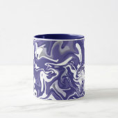 Abstracte Flow met Navy blauw, wit en grijs Mok (Midden)