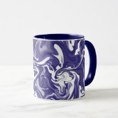Abstracte Flow met Navy blauw, wit en grijs Mok (Voorkant rechts)