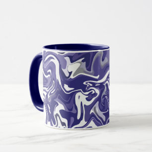 Abstracte Flow met Navy blauw, wit en grijs Mok