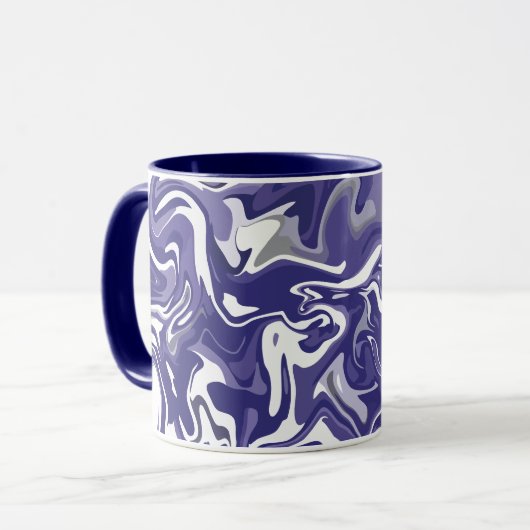 Abstracte Flow met Navy blauw, wit en grijs Mok (Voorkant links)