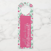 Abstracte Flower Bottle Hangers Hot Pink Mint Gree (Voorkant)