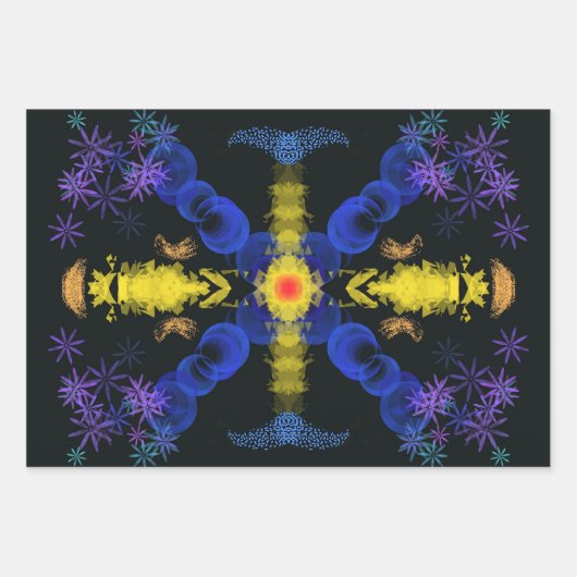 Abstracte Flower Gift Wrap Inpakpapier Vel (Voorkant)