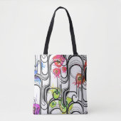 Abstracte FlowerLines-Canvas tas (Voorkant)