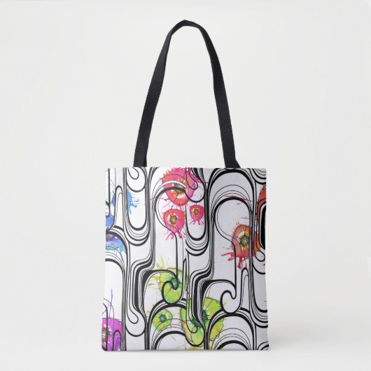 Abstracte FlowerLines-Canvas tas (Voorkant)
