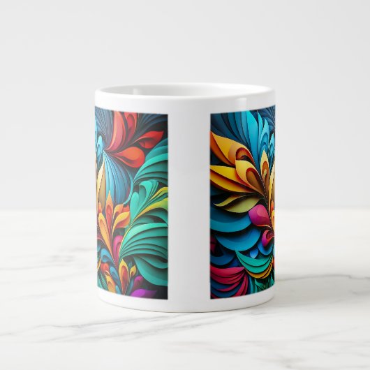 Abstracte Flowers Jumbo Mok (Voorkant)