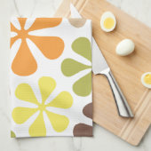 Abstracte Flowers Retro-kleuren Theedoek (Quarter Fold)