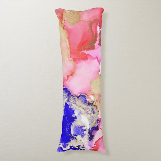 Abstracte Fluid Art Goud Paarse Roze Lichaamskussen (Voorkant Verticaal)