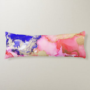 Abstracte Fluid Art Goud Paarse Roze Lichaamskussen