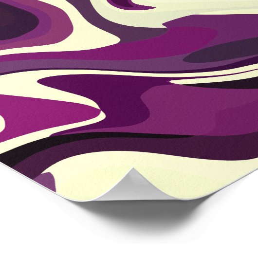 Abstracte Fluid Art met Paarse en Cream Tones Poster (Hoek)
