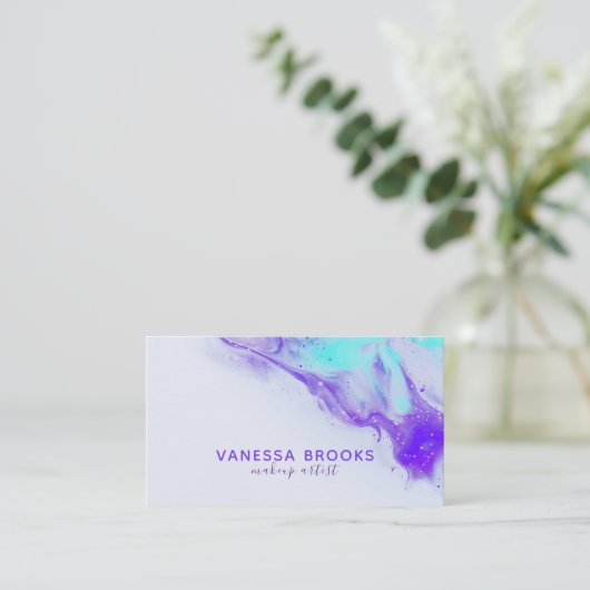 Abstracte Fluid Art mixing Paint Makeup Artist Visitekaartje (Staand voorkant)
