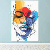 Abstracte Fluid Line Face Art Canvas Afdruk (Insitu (Houten vloer))