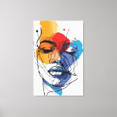 Abstracte Fluid Line Face Art Canvas Afdruk (Voorkant)