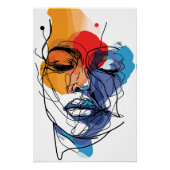 Abstracte Fluid Line Face Art Perfect Poster (Voorkant)
