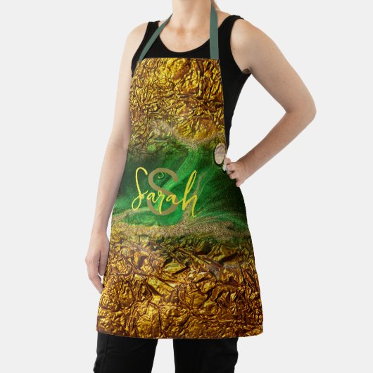 Abstracte Fluid Paint Gold Metallic Folie Groene N Schort (Insitu)