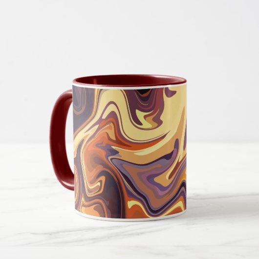 Abstracte Fluid Swirl Design in warme tinten Mok (Voorkant links)