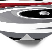 Abstracte Fluid Swirl in rode, zwarte en witte tin Poster (Hoek)