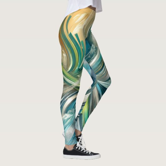 Abstracte Fluid Swirl Vrouwen Leggings (Rechts)