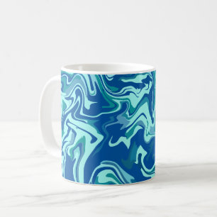 Abstracte Fluid Wave Art met Blauwe & Blauwgroen W Koffiemok