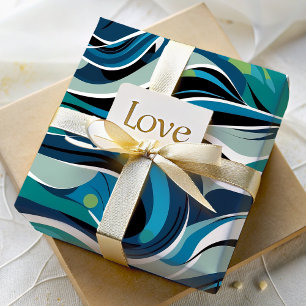 Abstracte Fluid Waves Katoen Jubileum Geschenken Cadeaupapier