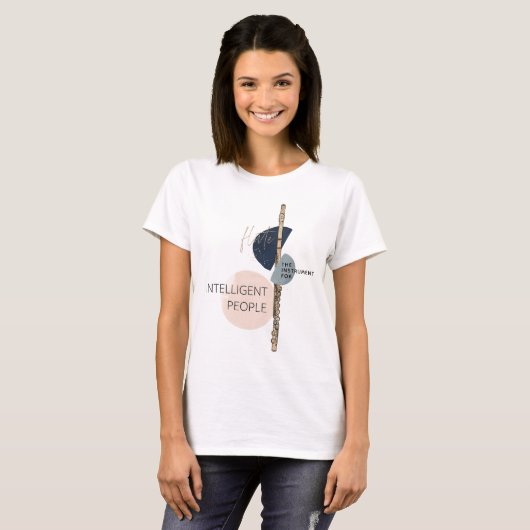 Abstracte Fluit Quote Modern Blush Pink & Navy T-shirt (Voorkant volledig)