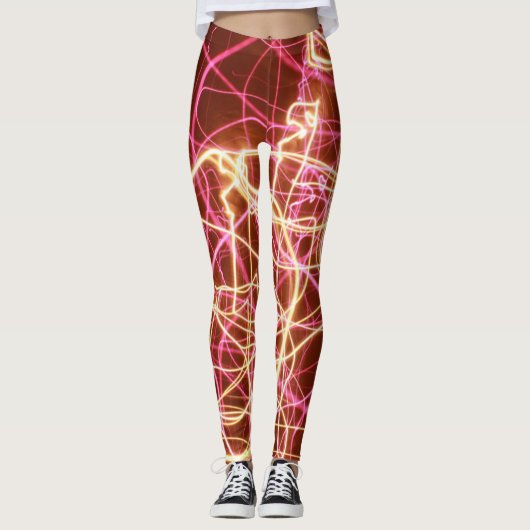 Abstracte fluorescerende lijnen leggings (Voorkant)