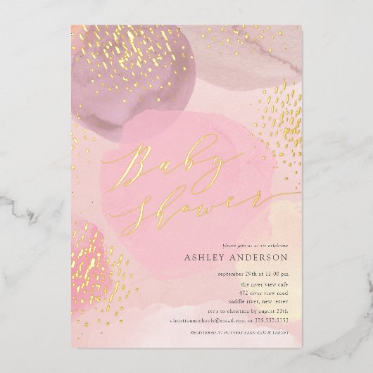 Abstracte Foliën  Baby shower Folie Invi Folie Uitnodiging (Voorkant)