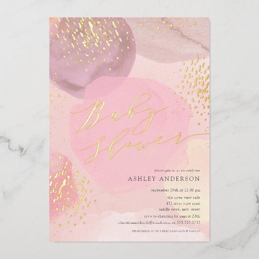 Abstracte Foliën  Baby shower Folie Invi Uitnodiging (Voorkant)