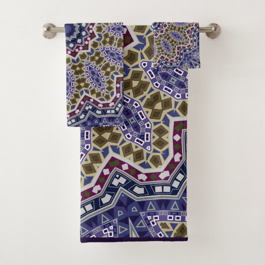 Abstracte folk mandala ethno traditionele sierbloe bad handdoek (Insitu)