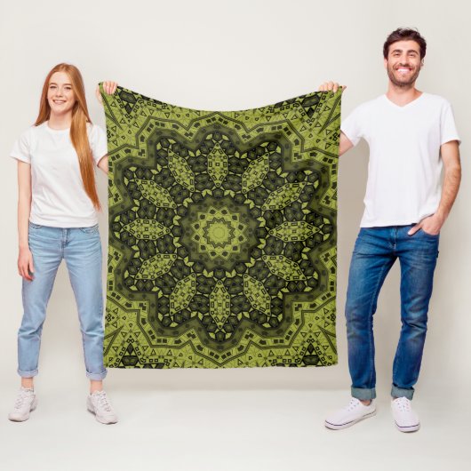 Abstracte folk mandala ethno traditionele sierbloe fleece deken (In situ)